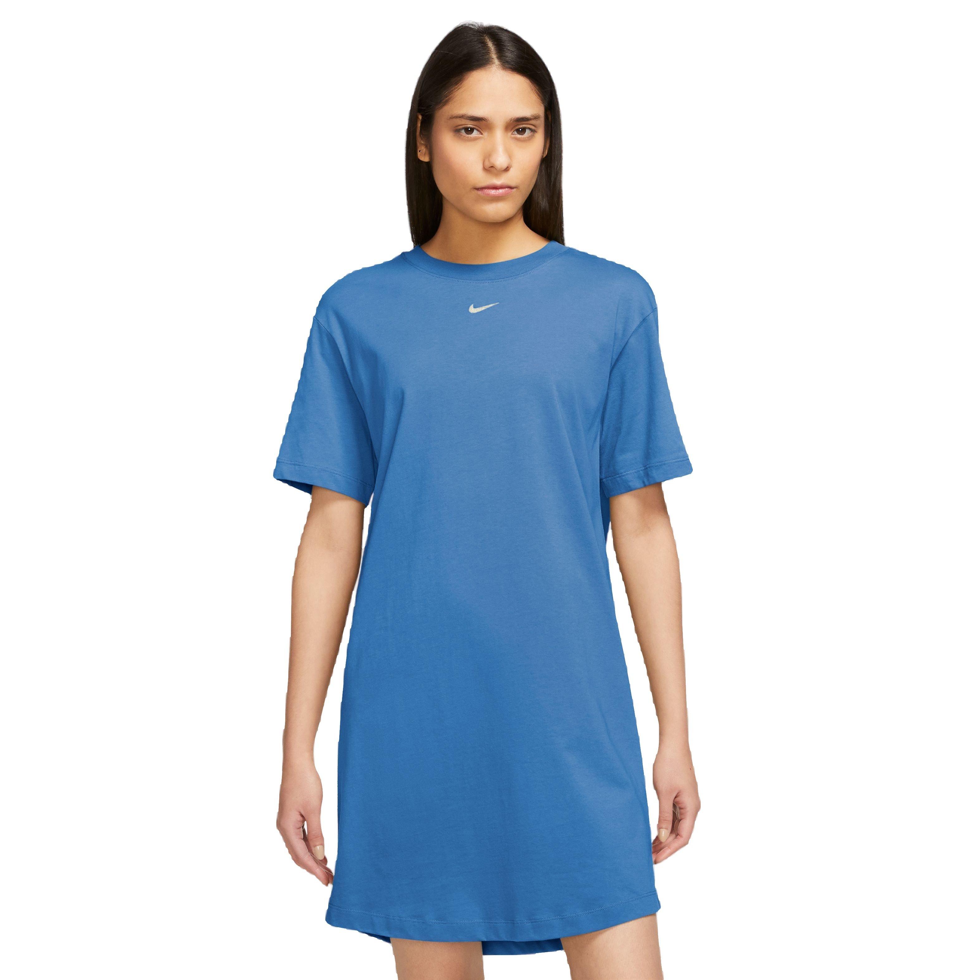 Nike Women's Sportswear Essential Short-Sleeve T-Shirt Dress - BLUE